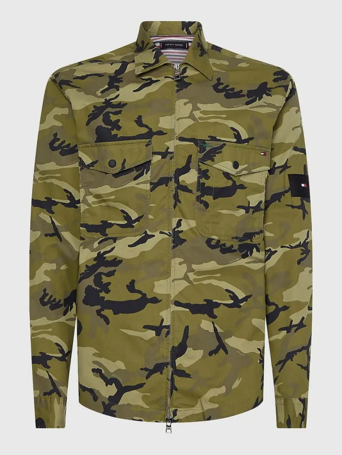 Tommy Hilfiger Camo Print ZipThru Shirt Jacket WoodridgeMulti Mens Shirts Gift for Friend