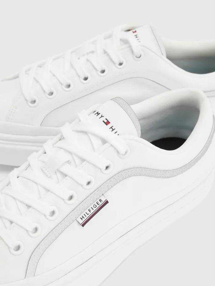 Tommy Hilfiger Canvas Cupsole Trainers White Mens Boots Gift for Friend