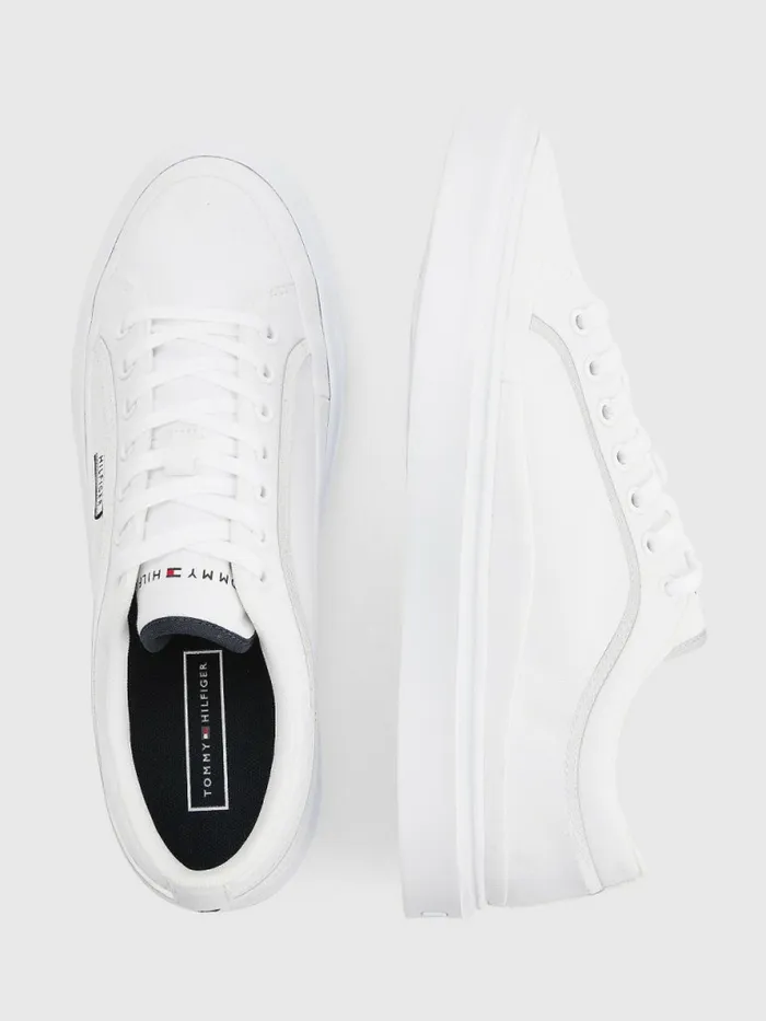 Tommy Hilfiger Canvas Cupsole Trainers White Mens Boots Gift for Friend