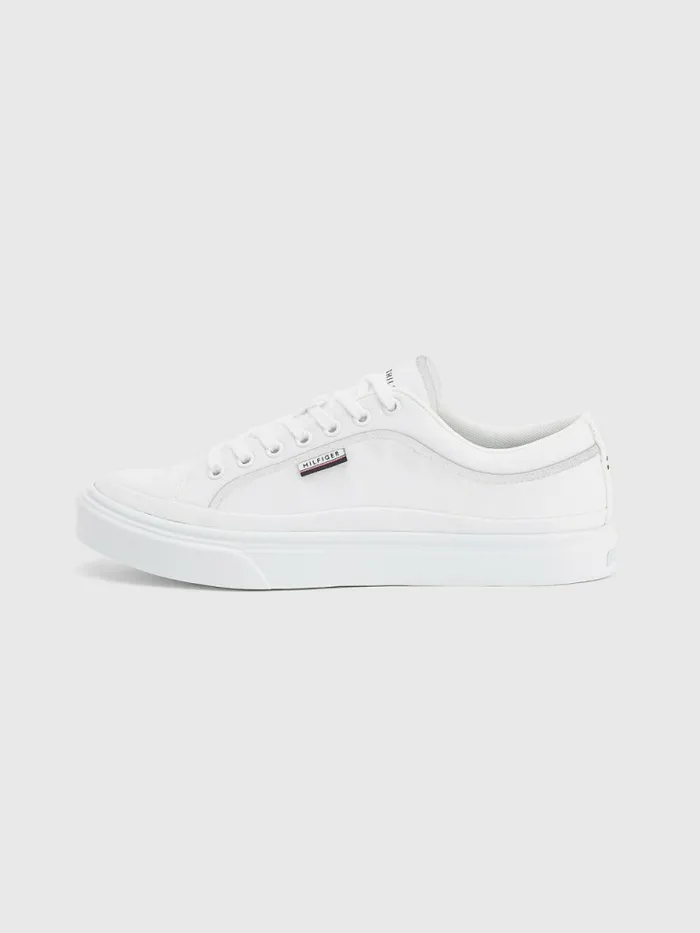 Tommy Hilfiger Canvas Cupsole Trainers White Mens Boots Gift for Friend