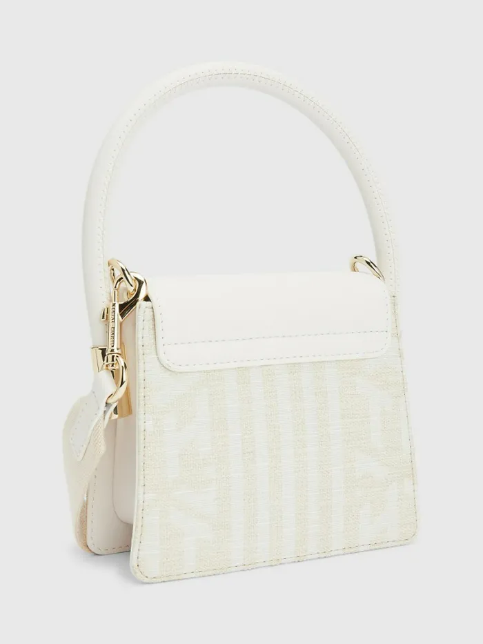 Tommy Hilfiger Canvas Detail Monogram Crossover Bag Natural Canvas Monogram Womens Bags Casaul