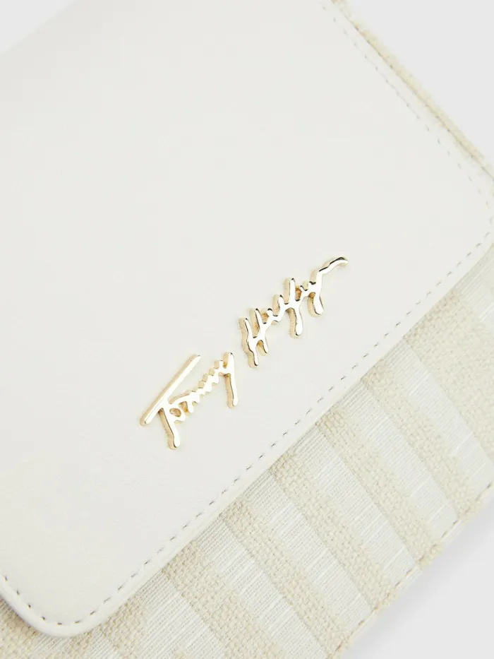 Tommy Hilfiger Canvas Detail Monogram Crossover Bag Natural Canvas Monogram Womens Bags Casaul