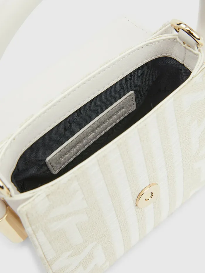 Tommy Hilfiger Canvas Detail Monogram Crossover Bag Natural Canvas Monogram Womens Bags Casaul