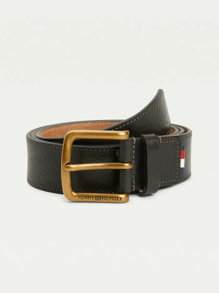 Tommy Hilfiger Casual Leather Belt Black Mens Belts On Sale