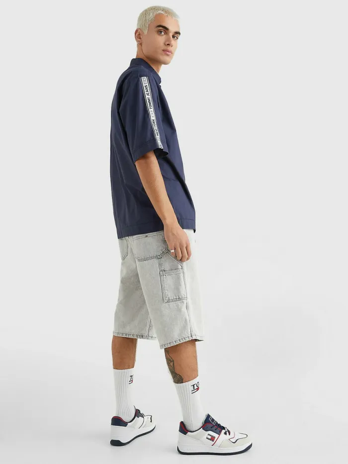 Tommy Hilfiger Casual Logo Tape Short Sleeve Shirt Twilight Navy Mens Shirts Online