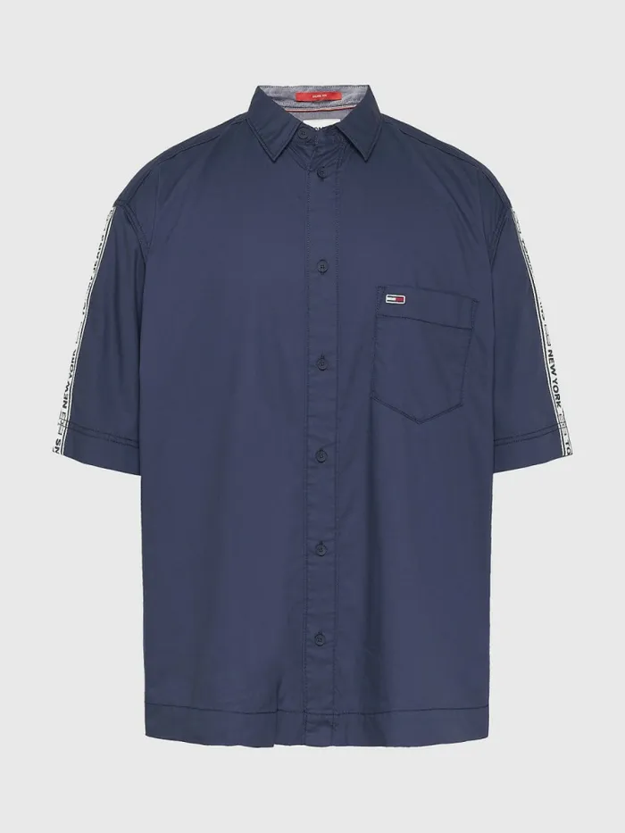 Tommy Hilfiger Casual Logo Tape Short Sleeve Shirt Twilight Navy Mens Shirts Online