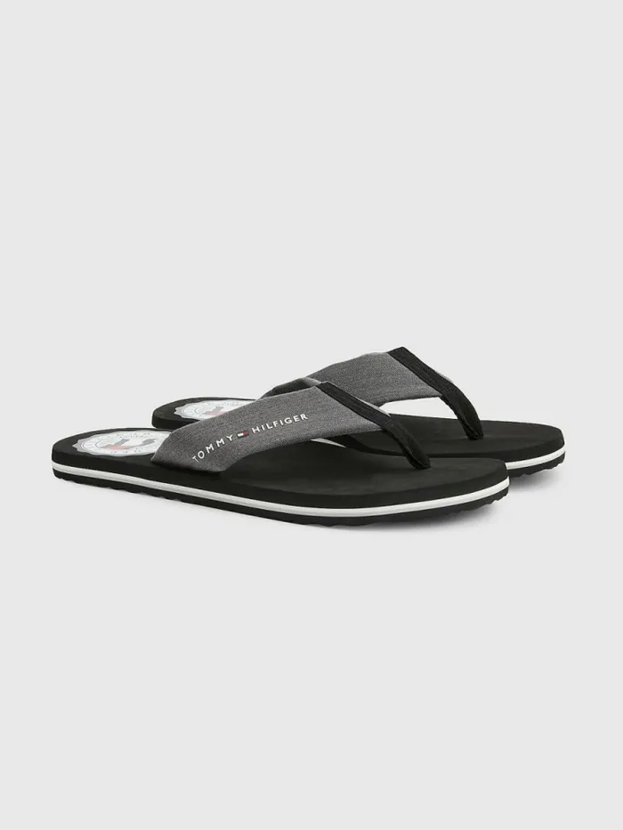 Tommy Hilfiger Chambray Strap FlipFlops Black Mens Sandals Sliders and Flip Flops On Sale Tommy Hilfiger Chambray Strap FlipFlops Black Mens Sandals Sliders and Flip Flops On Sale