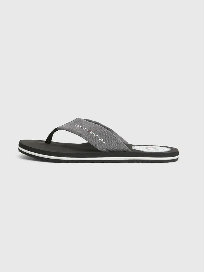 Tommy Hilfiger Chambray Strap FlipFlops Black Mens Sandals Sliders and Flip Flops On Sale