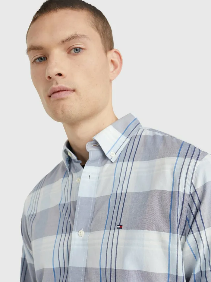 Tommy Hilfiger Check Regular Fit Shirt Breezy BlueFaded IndigoMulti Mens Shirts Gift for Friend