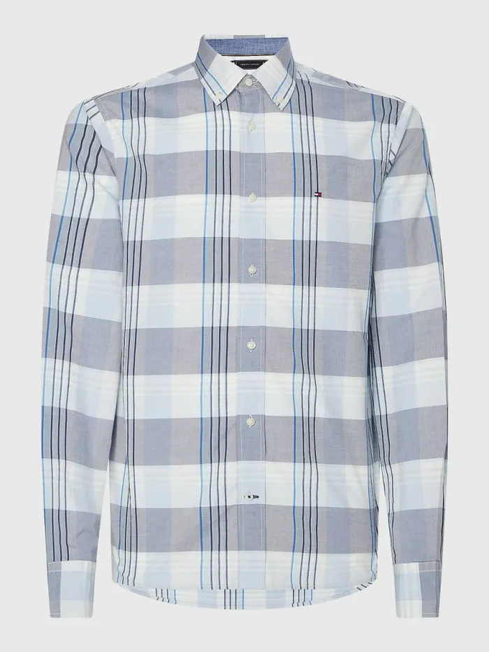 Tommy Hilfiger Check Regular Fit Shirt Breezy BlueFaded IndigoMulti Mens Shirts Gift for Friend