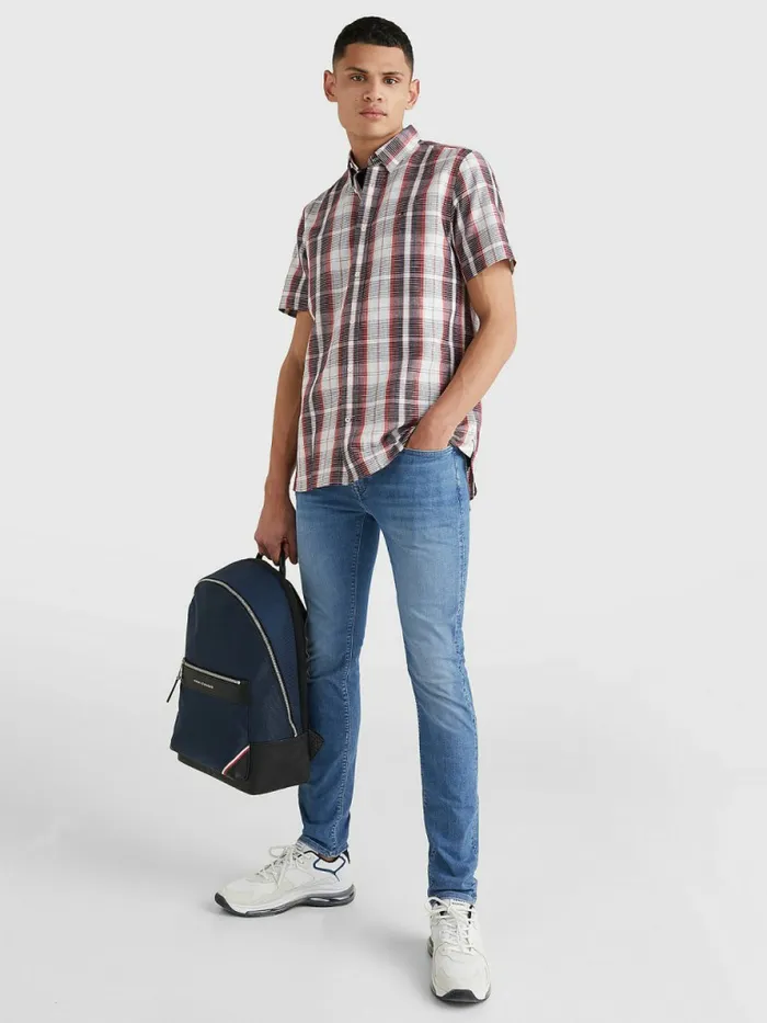 Tommy Hilfiger Check Short Sleeve Regular Fit Shirt Primary RedMulti Mens Shirts Popular