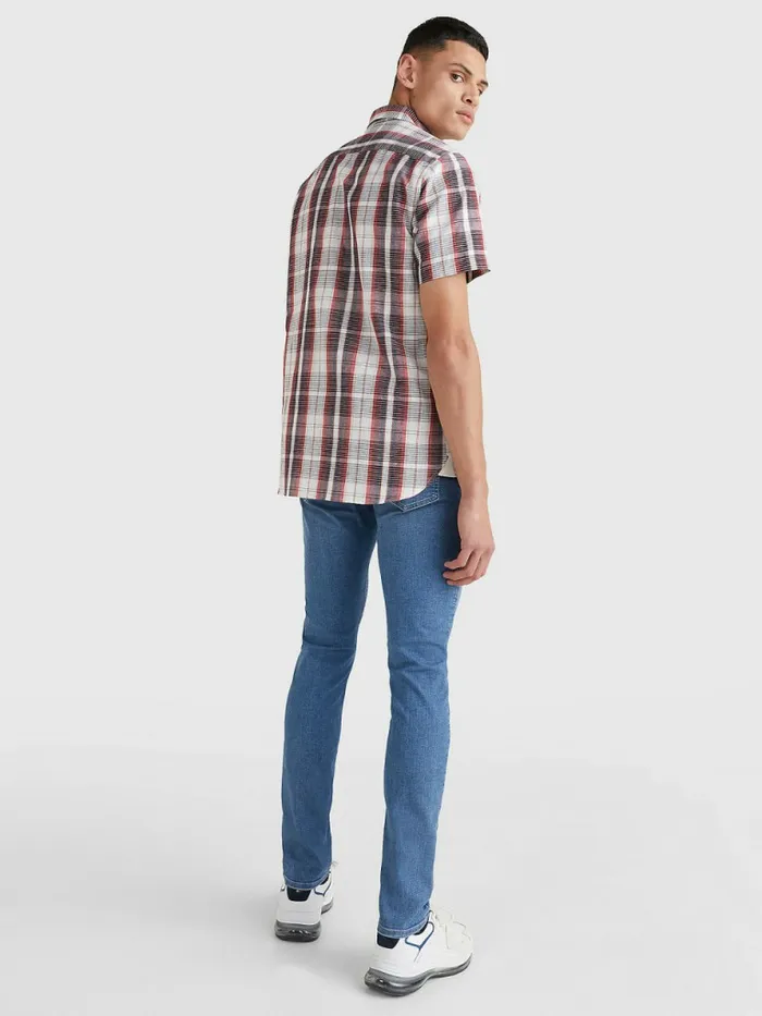 Tommy Hilfiger Check Short Sleeve Regular Fit Shirt Primary RedMulti Mens Shirts Popular