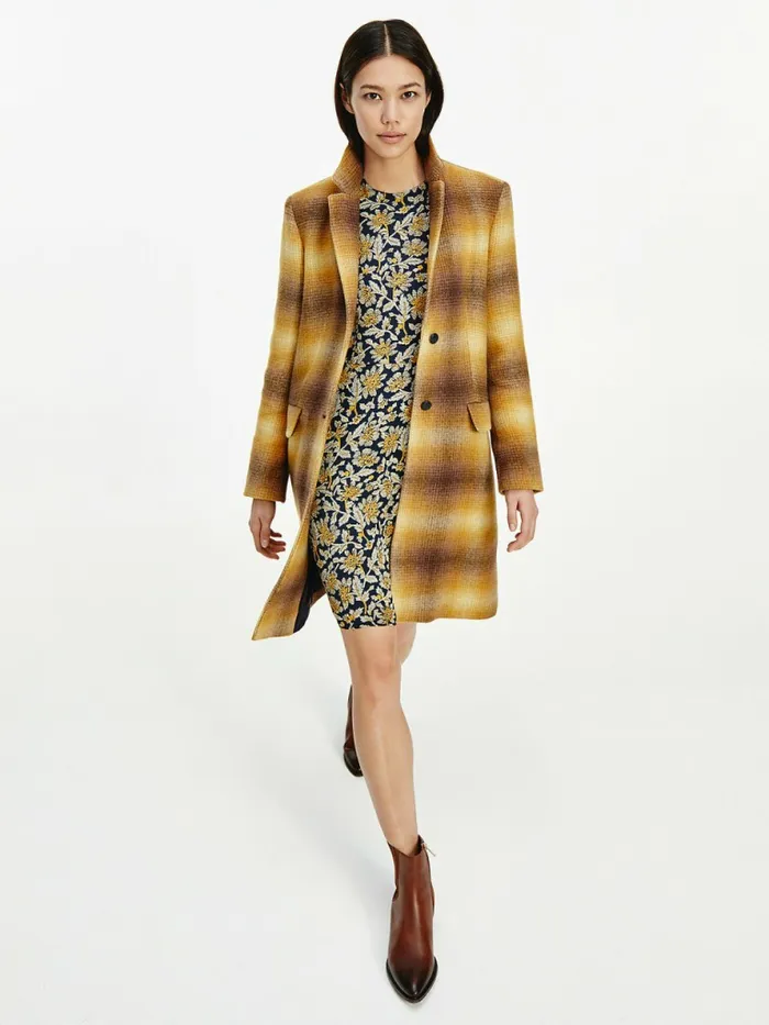 Tommy Hilfiger Classic Shadow Check Coat Big Shadow Yellow Chk Womens Coats and Jackets For Sale Tommy Hilfiger Classic Shadow Check Coat Big Shadow Yellow Chk Womens Coats and Jackets For Sale
