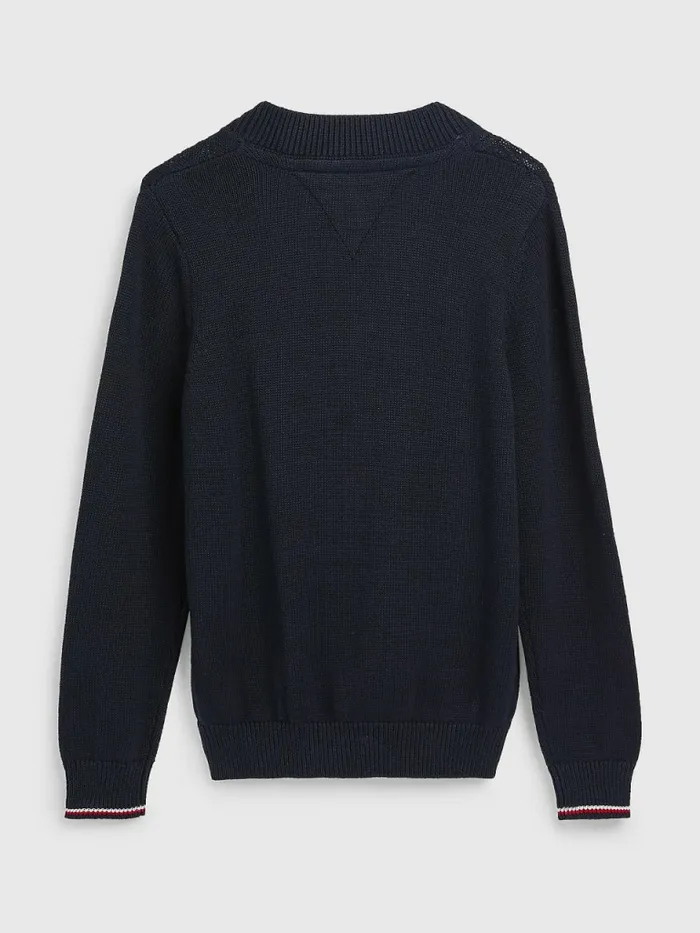 Tommy Hilfiger Classics Cable Knit VNeck Cardigan Desert Sky Boys Jumpers and Cardigans Gift for Friend