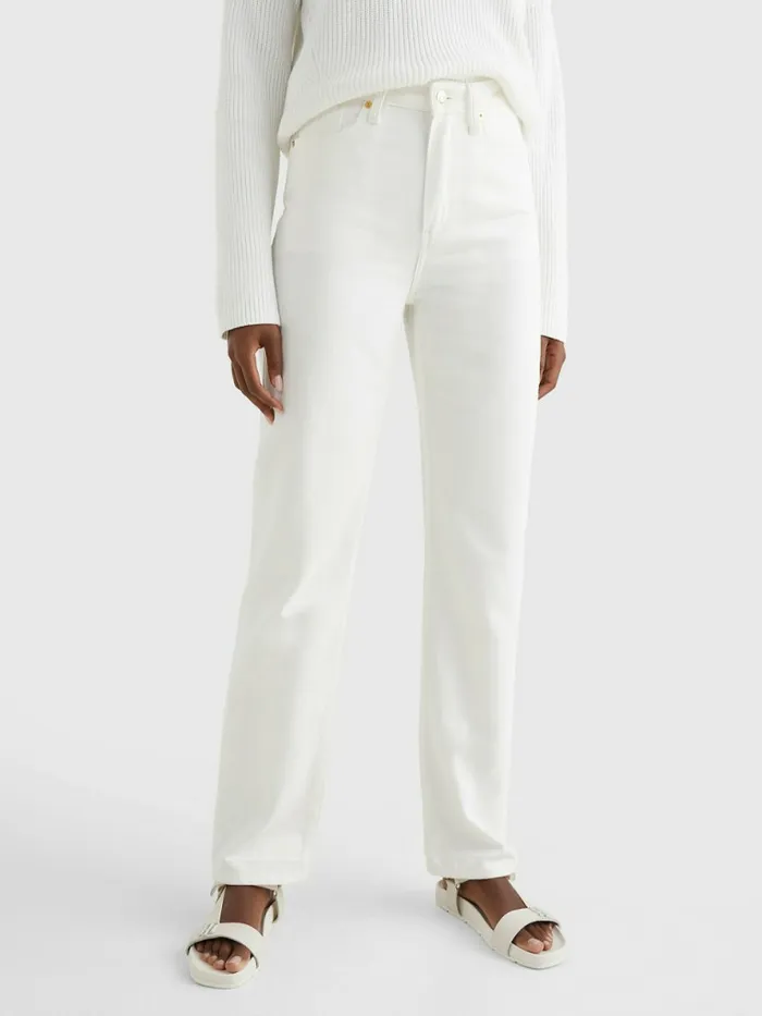 Tommy Hilfiger Classics High Rise Straight Jeans Ecru Womens Jeans For Sale