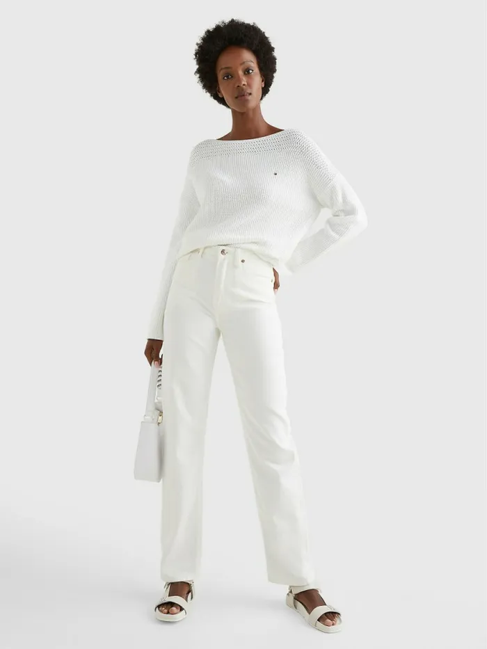 Tommy Hilfiger Classics High Rise Straight Jeans Ecru Womens Jeans For Sale