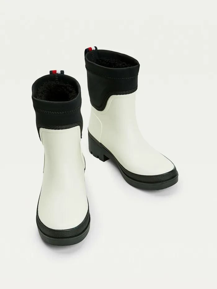 Tommy Hilfiger Cleat Chelsea Rain Boots Ecru Womens Boots Gift 4 You