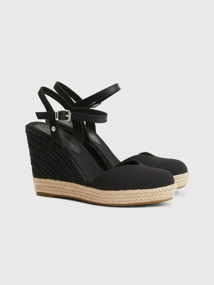 Tommy Hilfiger Closed Toe High Wedge Espadrille Sandals Black Womens Sandals Cheap On Sale Tommy Hilfiger Closed Toe High Wedge Espadrille Sandals Black Womens Sandals Cheap On Sale