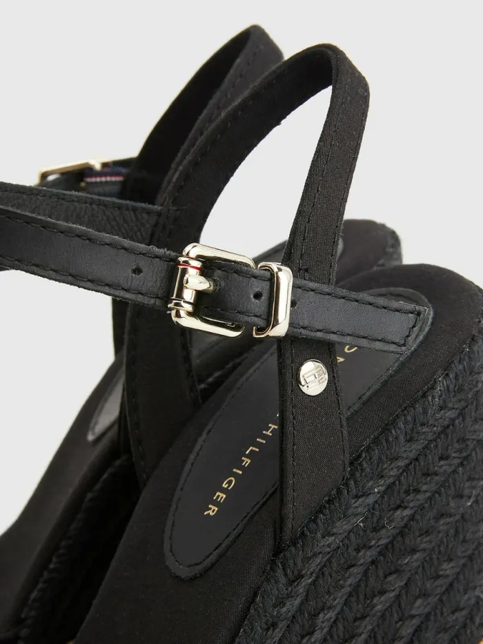 Tommy Hilfiger Closed Toe High Wedge Espadrille Sandals Black Womens Sandals Cheap On Sale