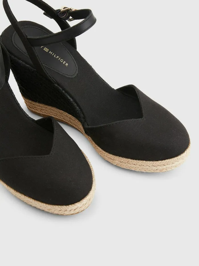 Tommy Hilfiger Closed Toe High Wedge Espadrille Sandals Black Womens Sandals Cheap On Sale