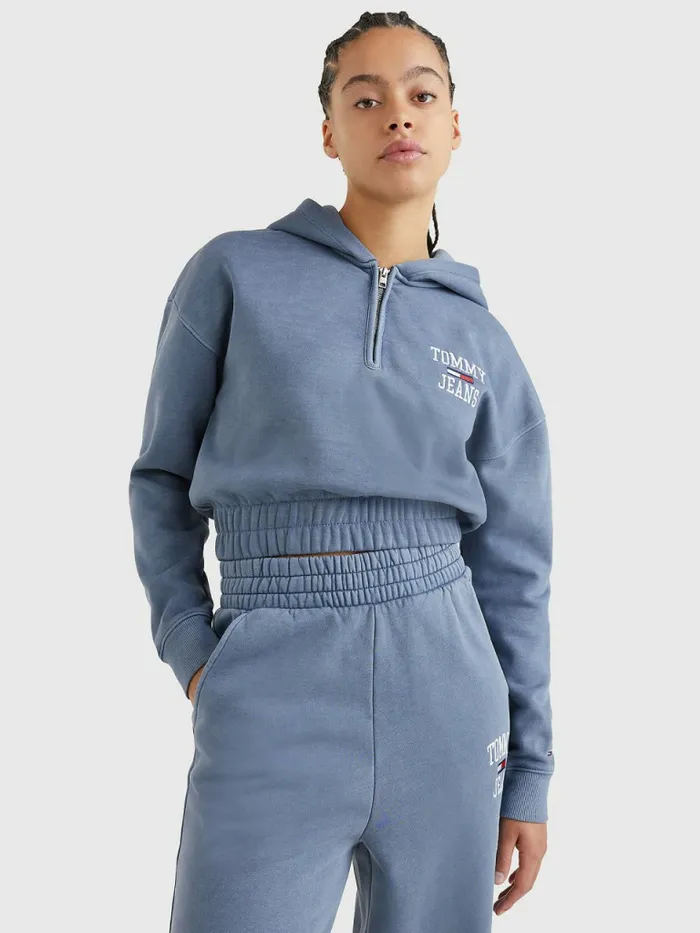 Tommy Hilfiger College Cropped QuarterZip Hoody Lavender Grey Womens Sweatshirts and Hoodies Gift 4 You Tommy Hilfiger College Cropped QuarterZip Hoody Lavender Grey Womens Sweatshirts and Hoodies Gift 4 You