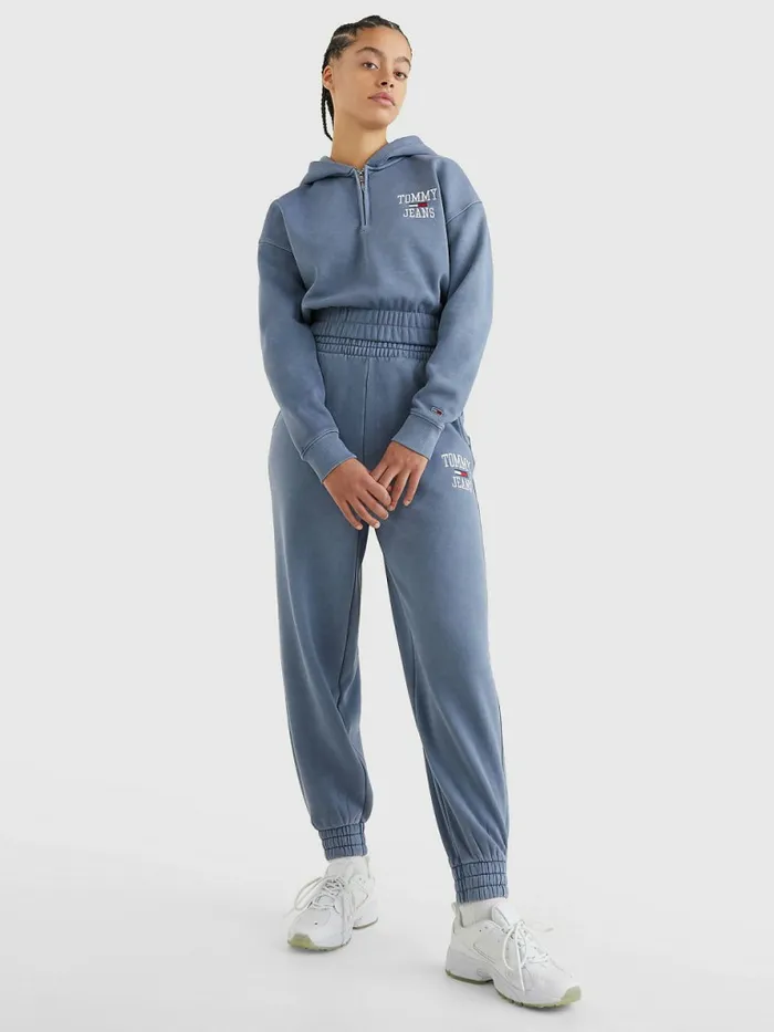 Tommy Hilfiger College Cropped QuarterZip Hoody Lavender Grey Womens Sweatshirts and Hoodies Gift 4 You