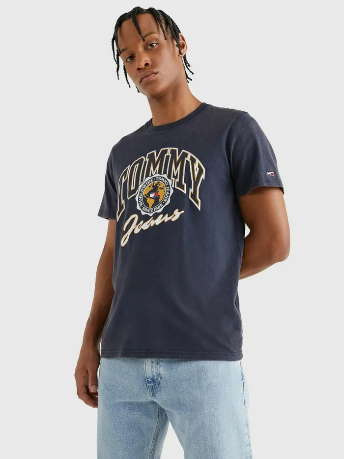 Tommy Hilfiger College Logo TShirt Twilight Navy Mens TShirts Gift Ideas