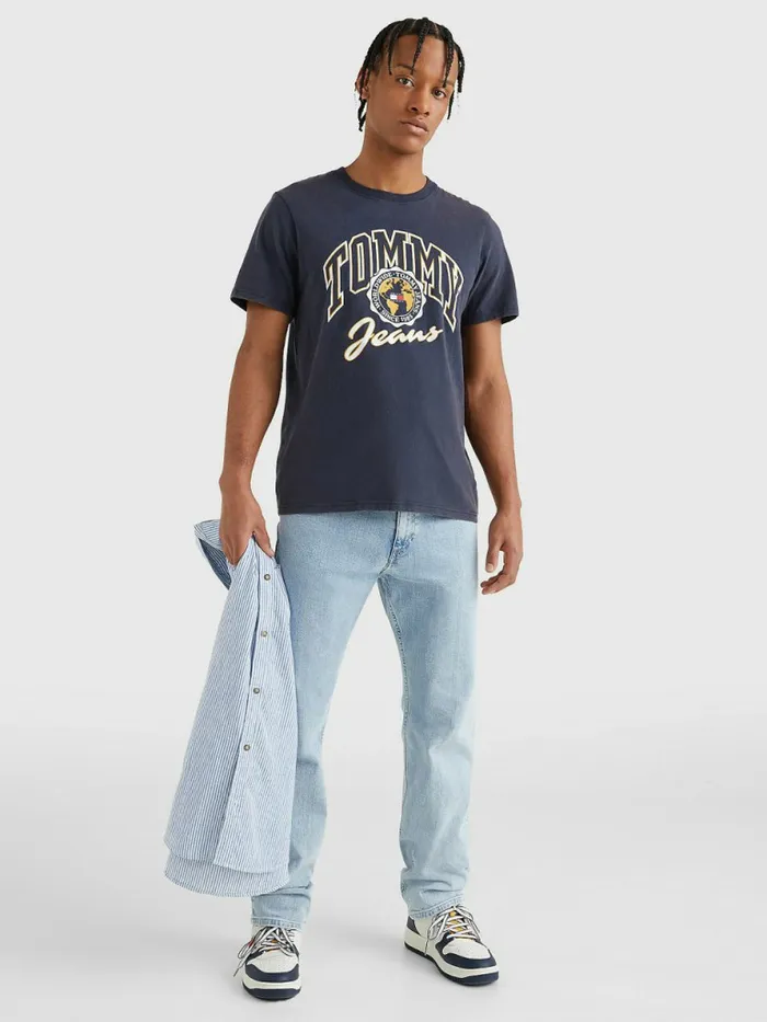 Tommy Hilfiger College Logo TShirt Twilight Navy Mens TShirts Gift Ideas