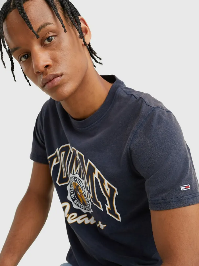 Tommy Hilfiger College Logo TShirt Twilight Navy Mens TShirts Gift Ideas