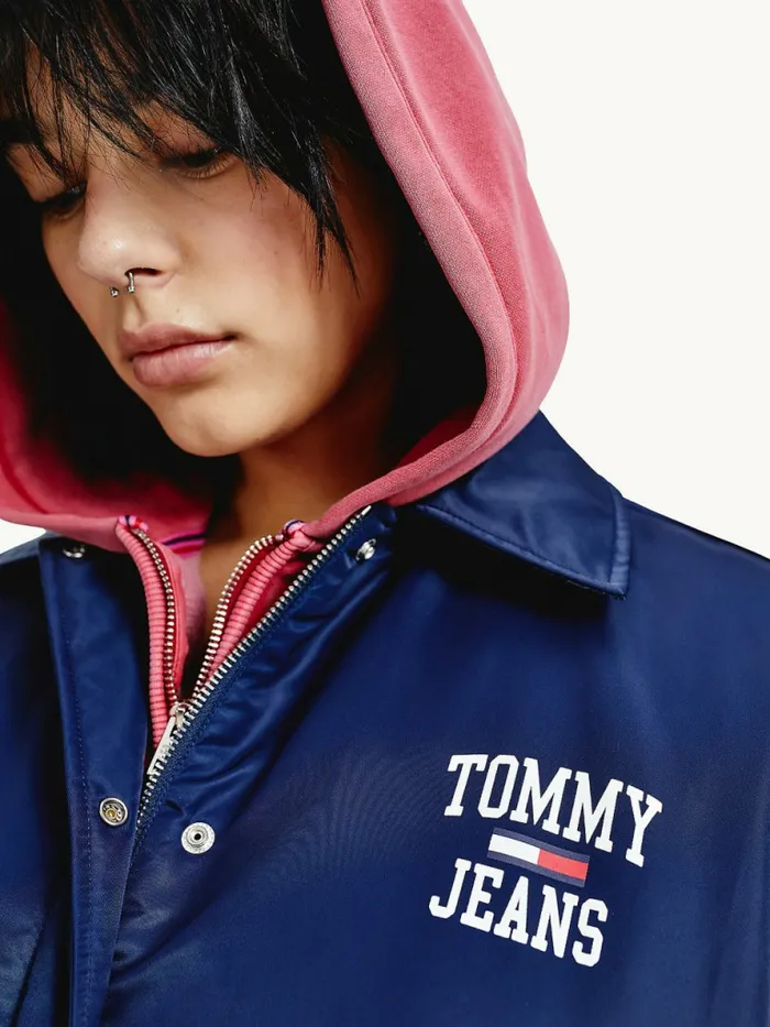 Tommy Hilfiger College Recycled Coach Jacket Twilight Navy Womens Coats and Jackets Sale