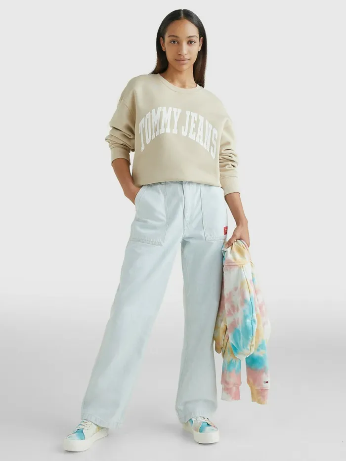 Tommy Hilfiger College Relaxed Fit Sweatshirt Savannah Sand Womens Sweatshirts and Hoodies Popular