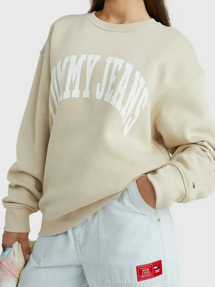 Tommy Hilfiger College Relaxed Fit Sweatshirt Savannah Sand Womens Sweatshirts and Hoodies Popular