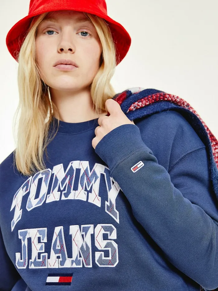 Tommy Hilfiger Collegiate Argyle Logo Sweatshirt Twilight Navy Womens Sweatshirts and Hoodies Gift 4 You