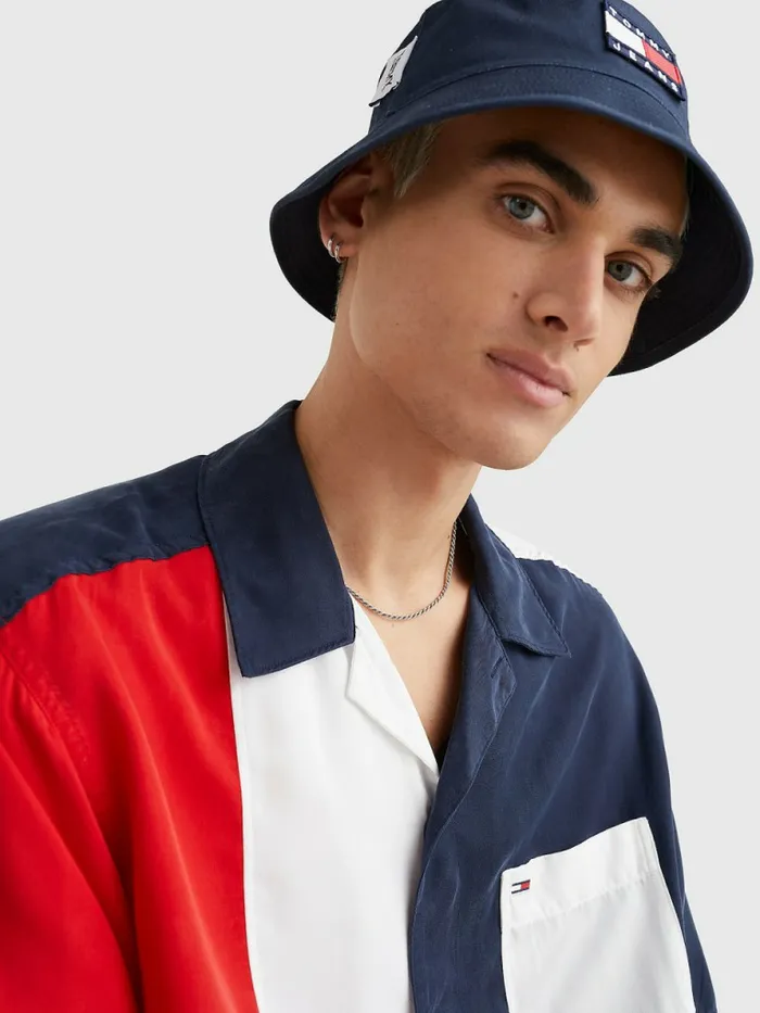 Tommy Hilfiger ColourBlocked Camp Shirt Twilight NavyMulti Mens Shirts On Sale
