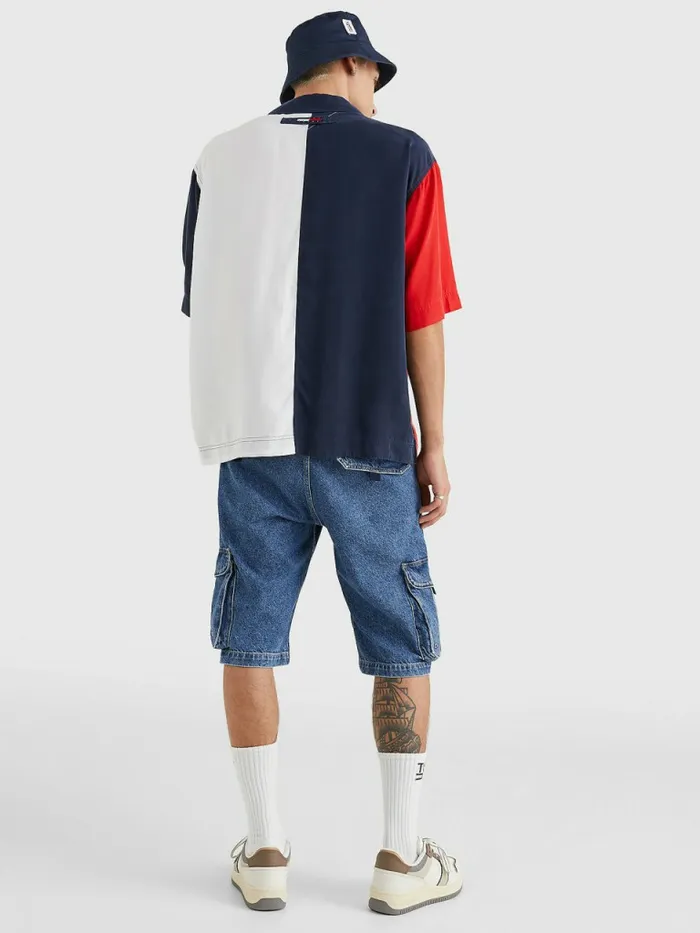 Tommy Hilfiger ColourBlocked Camp Shirt Twilight NavyMulti Mens Shirts On Sale