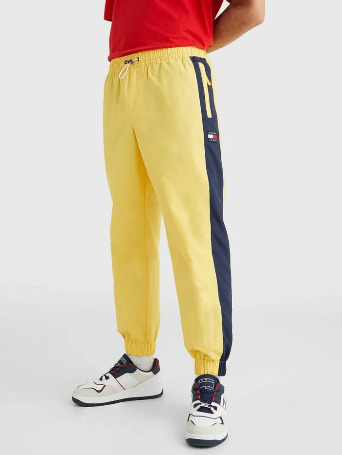 Tommy Hilfiger ColourBlocked Cuffed Joggers Prairie YellowMulti Mens Trousers Tommy Hilfiger ColourBlocked Cuffed Joggers Prairie YellowMulti Mens Trousers