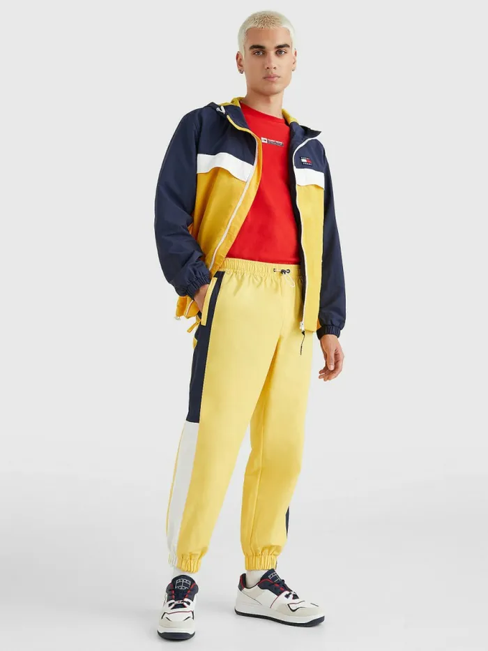 Tommy Hilfiger ColourBlocked Cuffed Joggers Prairie YellowMulti Mens Trousers