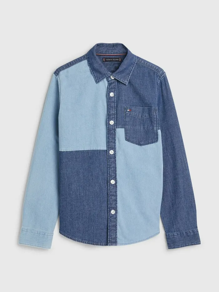 Tommy Hilfiger ColourBlocked Denim Shirt Denim Colorblock Boys Shirts Cheap On Sale Tommy Hilfiger ColourBlocked Denim Shirt Denim Colorblock Boys Shirts Cheap On Sale