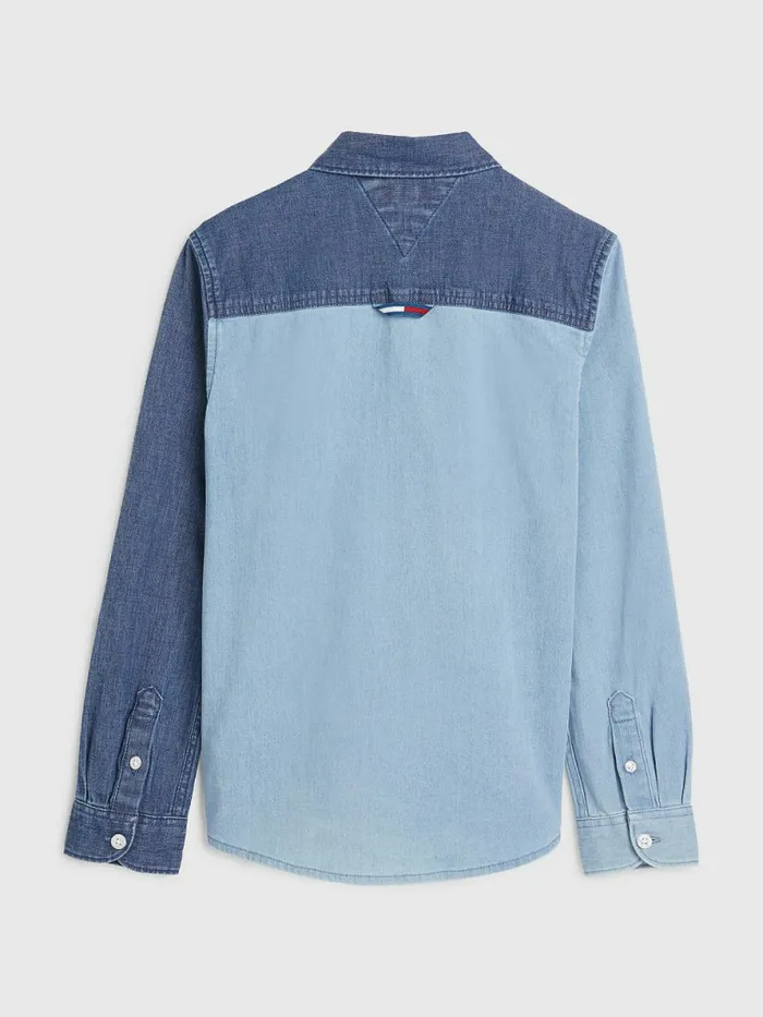 Tommy Hilfiger ColourBlocked Denim Shirt Denim Colorblock Boys Shirts Cheap On Sale