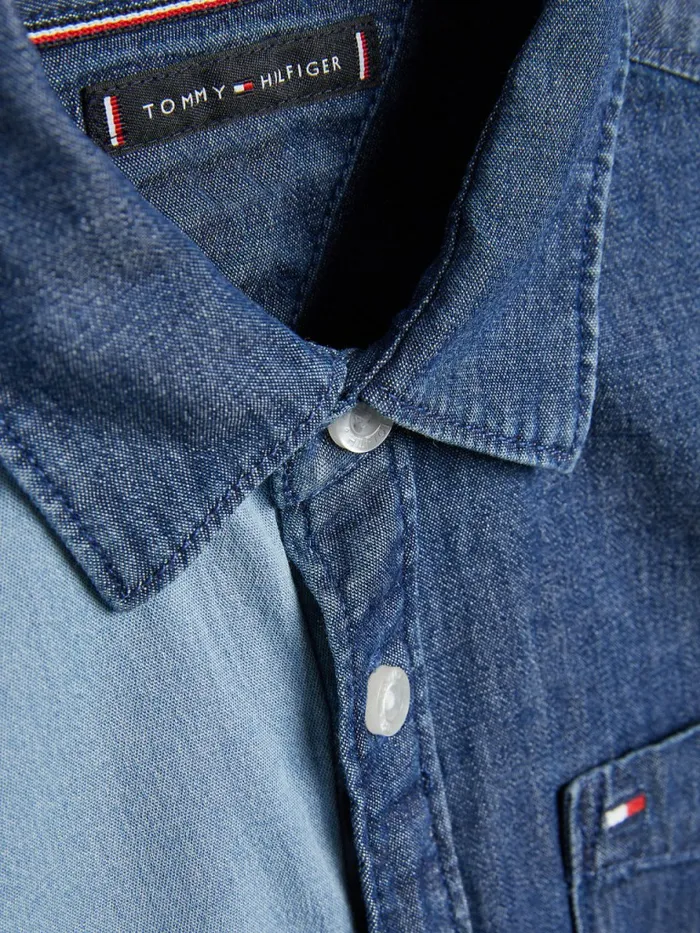 Tommy Hilfiger ColourBlocked Denim Shirt Denim Colorblock Boys Shirts Cheap On Sale