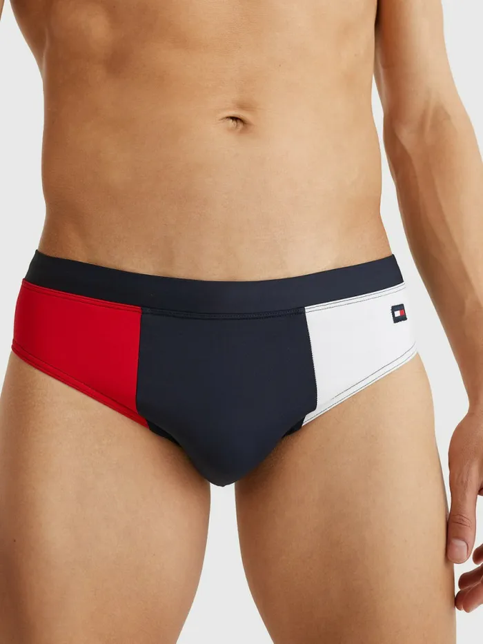 Tommy Hilfiger ColourBlocked Drawstring Swim Briefs Desert Sky Mens Swimwear Sale Tommy Hilfiger ColourBlocked Drawstring Swim Briefs Desert Sky Mens Swimwear Sale
