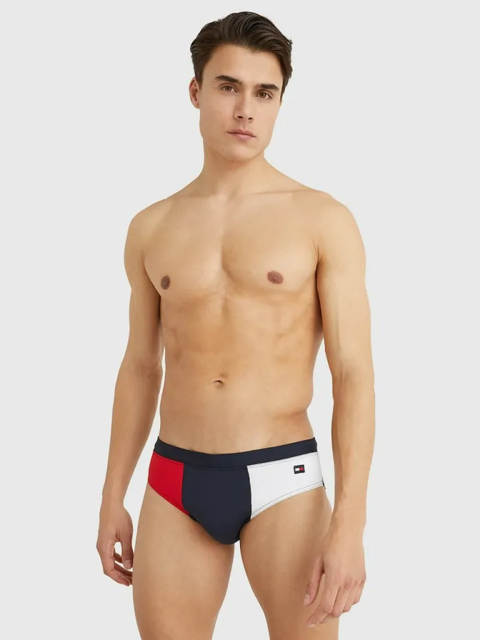 Tommy Hilfiger ColourBlocked Drawstring Swim Briefs Desert Sky Mens Swimwear Sale