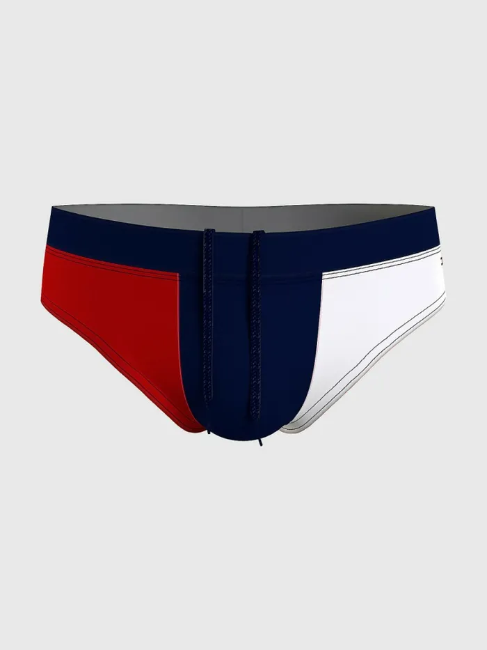 Tommy Hilfiger ColourBlocked Drawstring Swim Briefs Desert Sky Mens Swimwear Sale