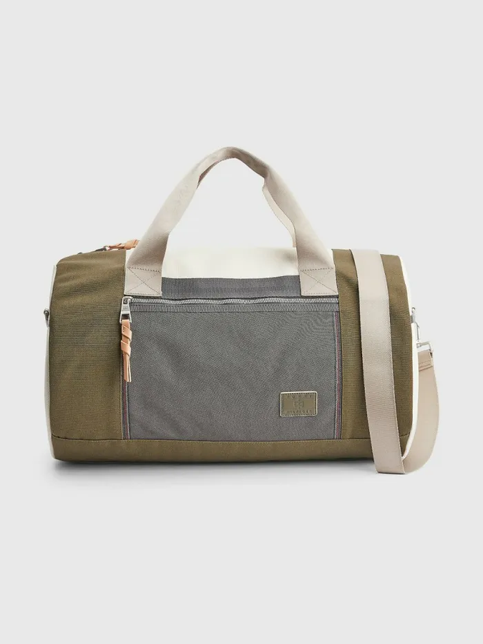 Tommy Hilfiger ColourBlocked Duffle Bag MilitaryIvory Mens Bags Online