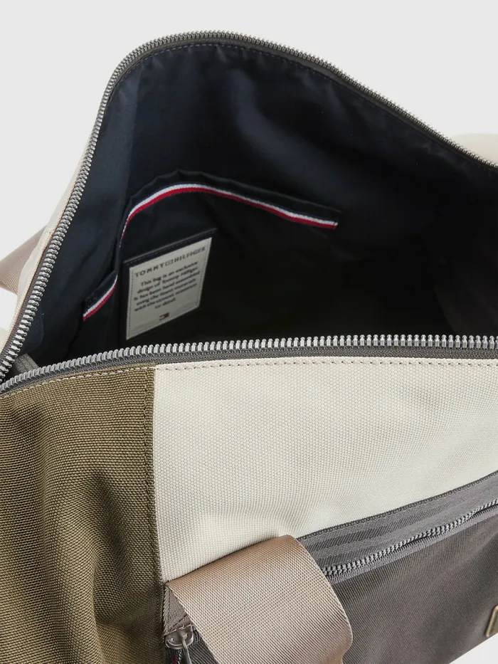 Tommy Hilfiger ColourBlocked Duffle Bag MilitaryIvory Mens Bags Online