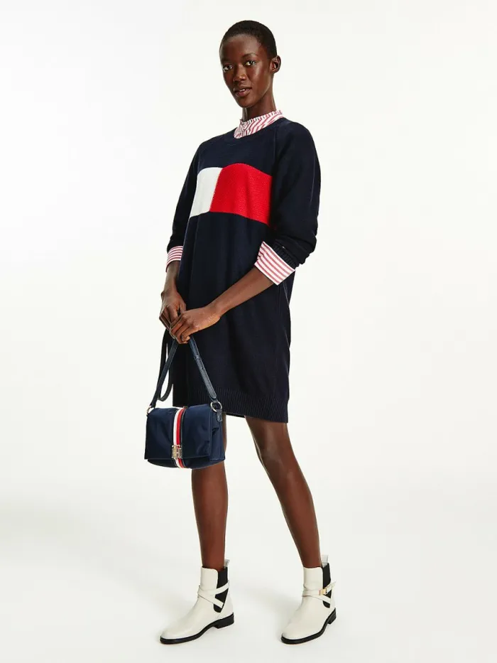 Tommy Hilfiger ColourBlocked Flag Jumper Dress Desert Sky Womens Dresses and Jumpsuits For Sale Tommy Hilfiger ColourBlocked Flag Jumper Dress Desert Sky Womens Dresses and Jumpsuits For Sale