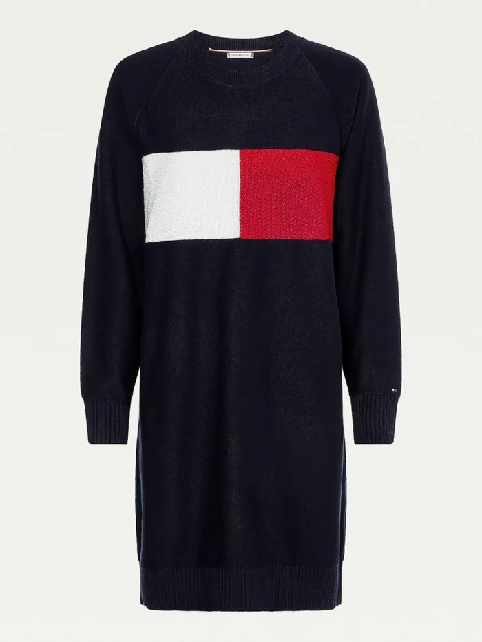 Tommy Hilfiger ColourBlocked Flag Jumper Dress Desert Sky Womens Dresses and Jumpsuits For Sale