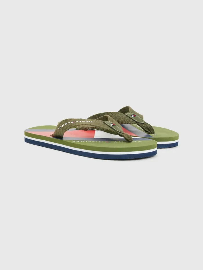 Tommy Hilfiger ColourBlocked Flag Print FlipFlops Military Green Boys Shoes and Accessories Online Tommy Hilfiger ColourBlocked Flag Print FlipFlops Military Green Boys Shoes and Accessories Online