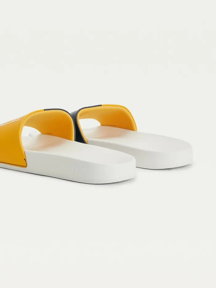 Tommy Hilfiger ColourBlocked Logo Pool Slides Prairie Yellow Mens Sandals Sliders and Flip Flops On Sale
