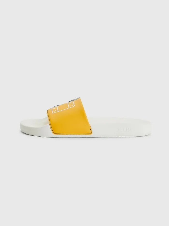 Tommy Hilfiger ColourBlocked Logo Pool Slides Prairie Yellow Mens Sandals Sliders and Flip Flops On Sale